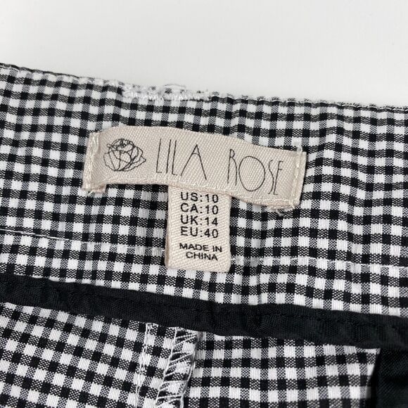 Lila Rose Womens Sz 10 Pants Black White Gingham Checkered Print Tapered Ankle - Picture 8 of 9